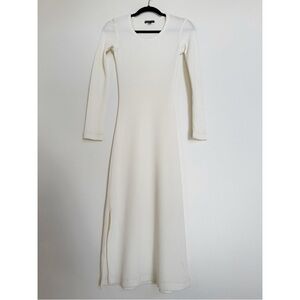 James Perse Long Sleeve Side Slit Midi Dress Ivory Size Small